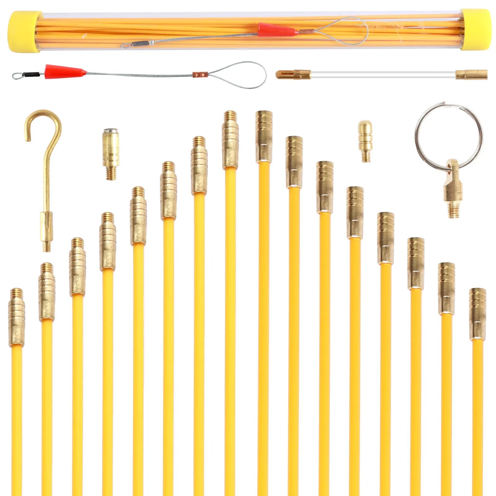 21PCS 43CM Fiberglass Wire Cable Push Puller Service Tools Accessories Hook Rods Wall Electrical Wires for Ceiling Fan Sockets Zpaxo
