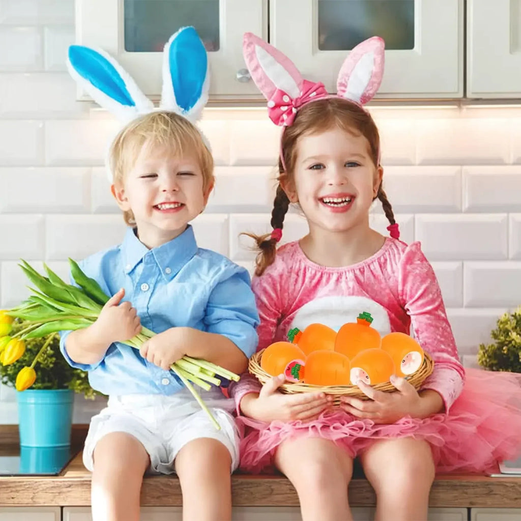 Easter Carrot Rabbit Fidget Toys Squeeze Ball Kids Relieve Stress Up