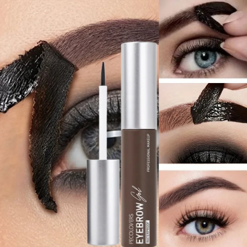 Semi-Permanent Peel-Off Eyebrow Tattoo Gel Anti-Smudge Brow Tint Cream Eye Makeup Easy Application, Natural Look - Black/Brown Zpaxo