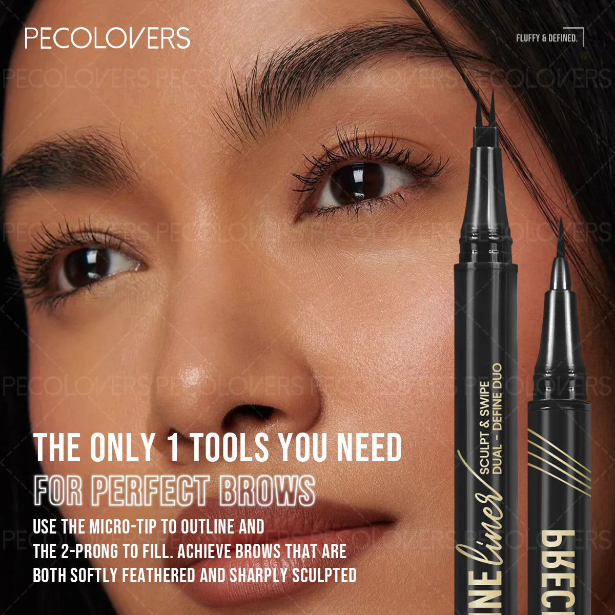 1PC 2 Forks Eyebrow Pencil Dual-Ended Artist Ultra-Fine Waterproof & Sweatproof, Natural 3D Wild Brow Look, Zpaxo
