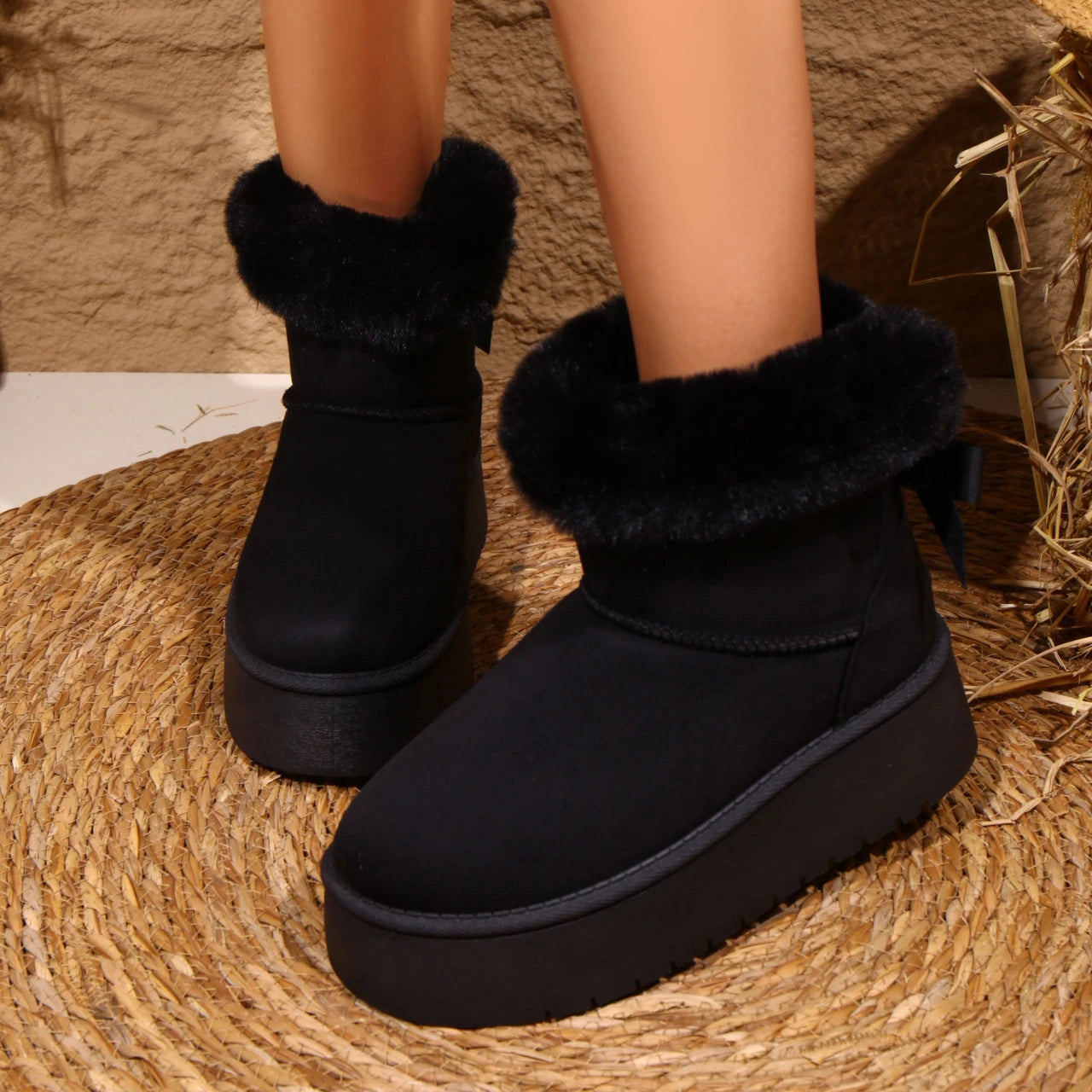2025 New Women Snow Boots Winter Warm Plush Cotton Shoes Comfortable Non-slip Ankle Boots Thickened Fluff Platform Shoes Women Zpaxo