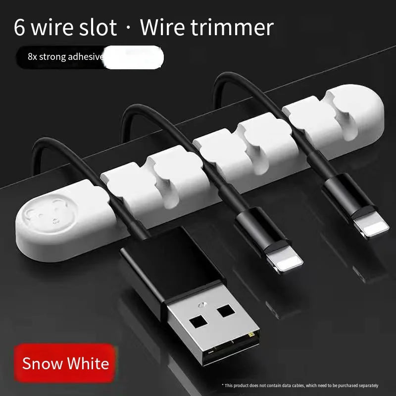Silicone Desktop Cable Organizer – 6-Slot Charging Cable Hub Cable Organizer Hub Zpaxo WHITE