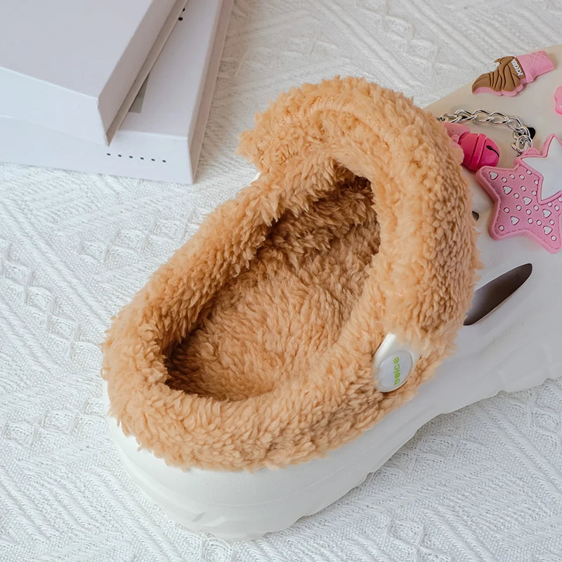 2025 Fashion Waterproof Cotton Slippers Women Winter Cashmere