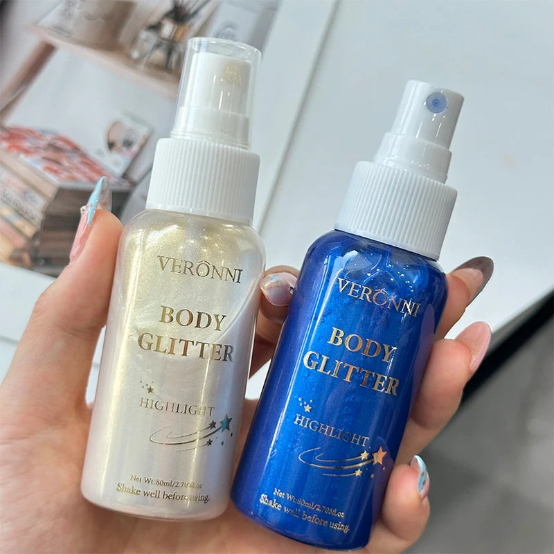 Glitter Hair Shimmer Spray,Multi-Purpose Body & Face Fine Mist Body Glow Body Highlighter Flakes Face,Body Hair Spray Makeup Zpaxo