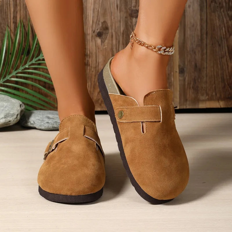Summer 2026 Round Closed Toe Women's Vintage Comfortable Mid Heel Zpaxo