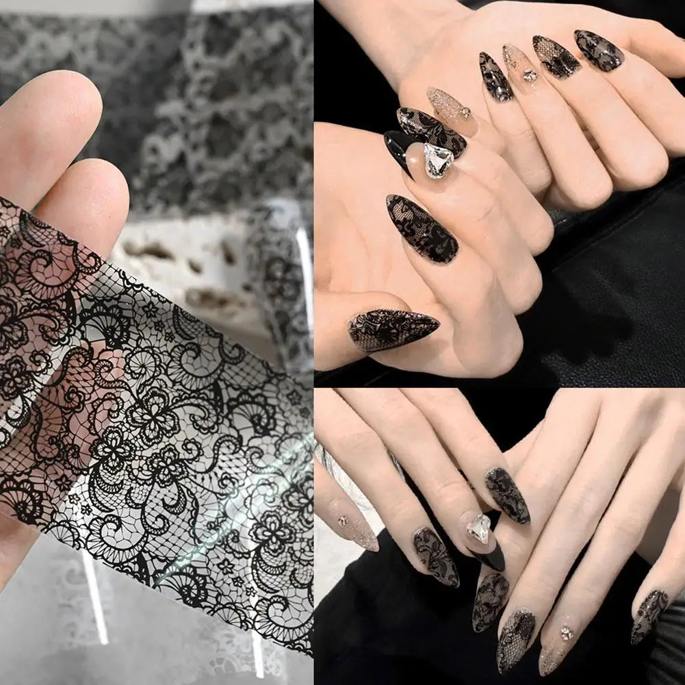 Lace Nail Foil Transfer Wraps – 10 Rolls DIY Nail Art Set Nail Foil Wraps Zpaxo