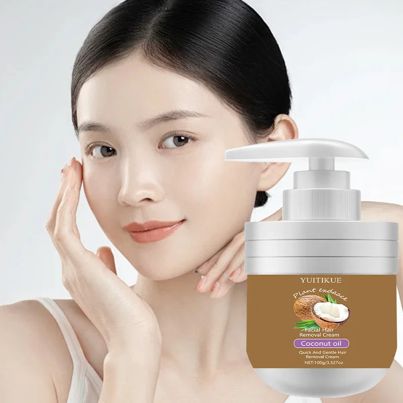 YUITIKUE Facial Hair Removal Cream 100g – Coconut Oil & Aloe Hair Removal Cream Zpaxo
