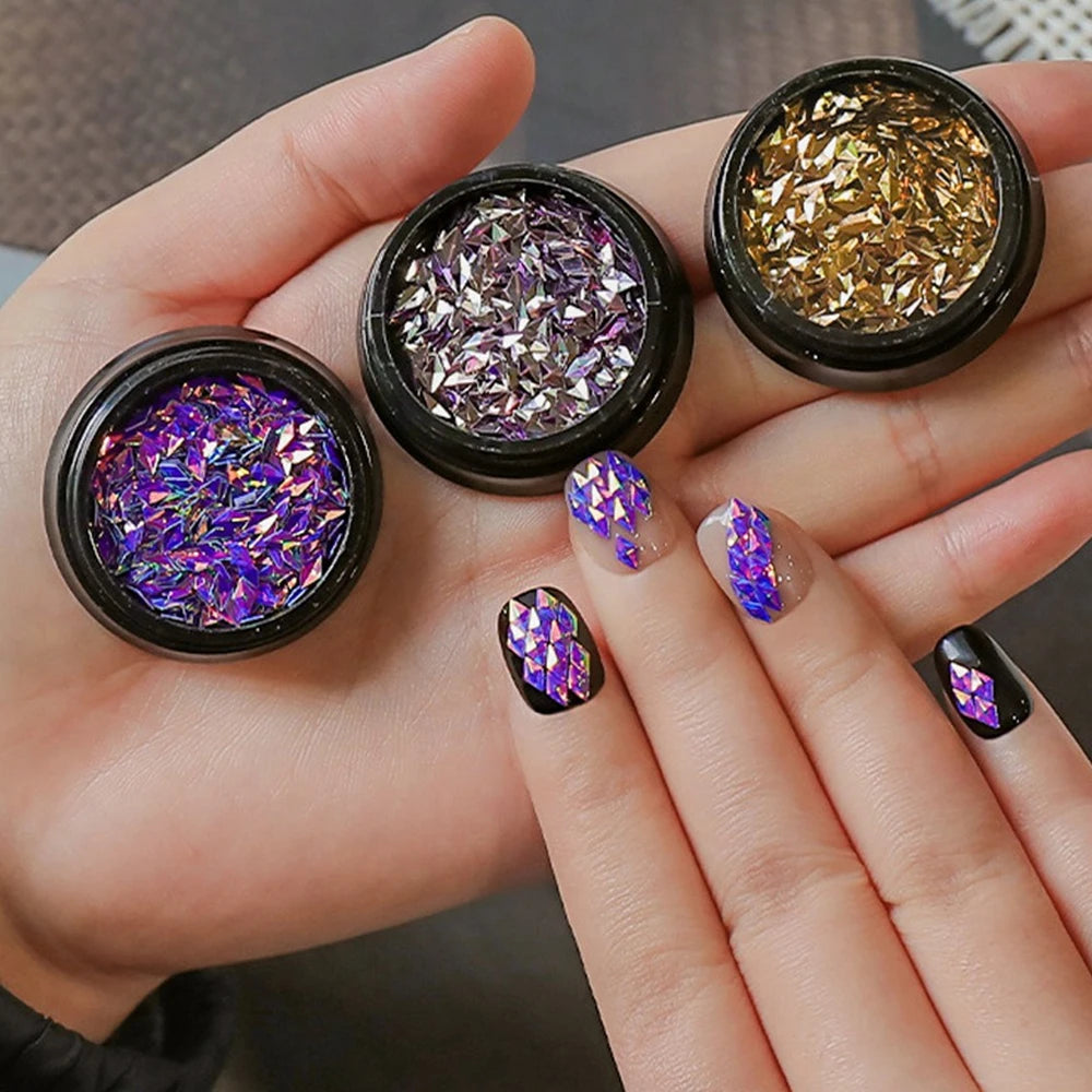 3D Dragon Scale Nail Decorations Glitter Holographic Mirror Diamond Zpaxo