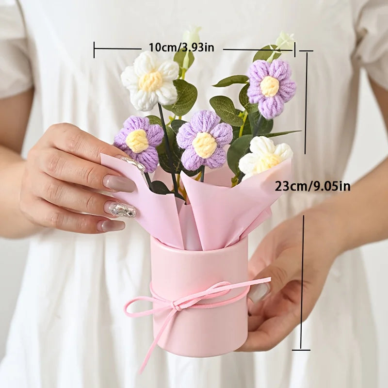 Knitted Handmade Artificial Flower Home Decor Holiday Birthday