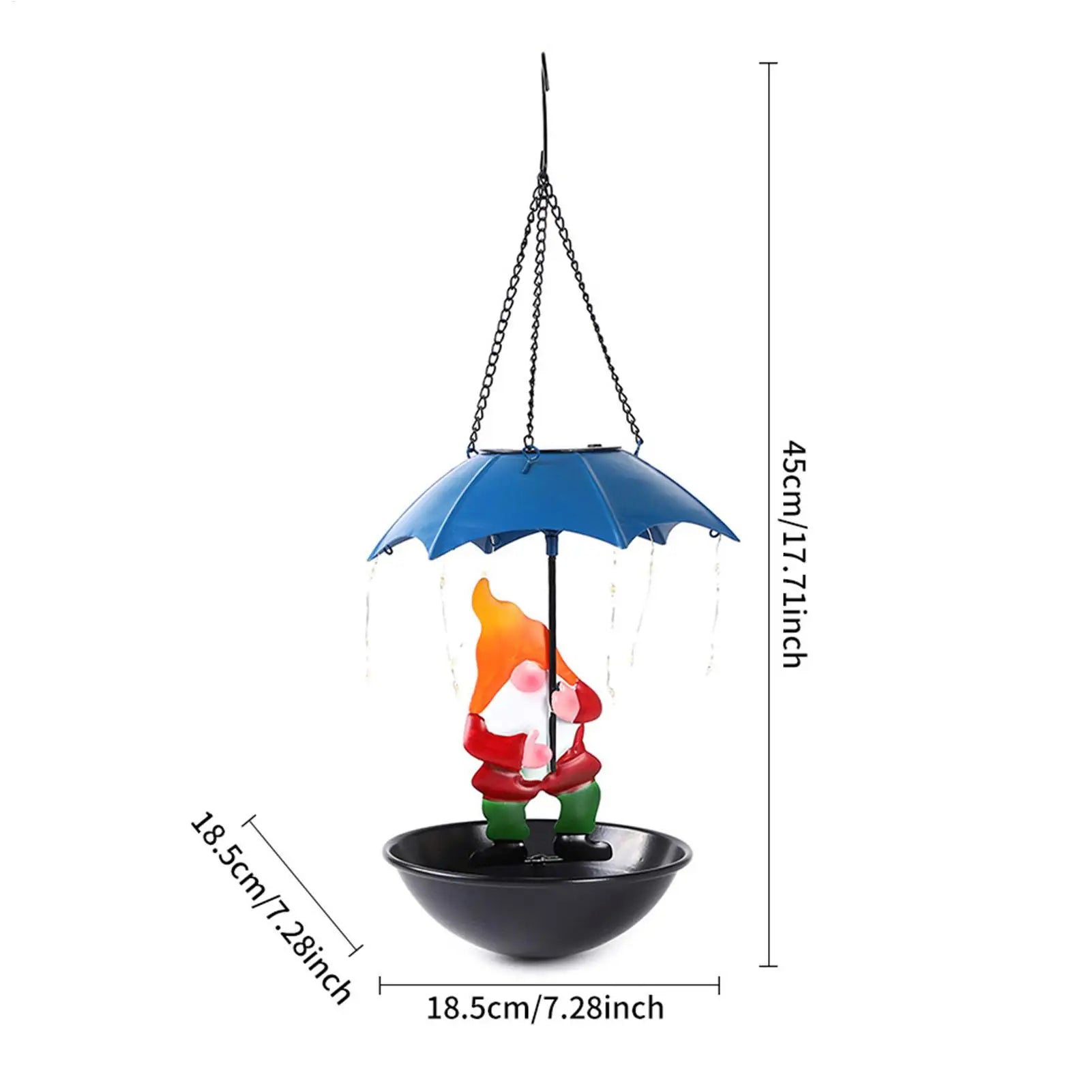 Metal Bird Feeder Umbrella Decorative Gnome Tray Outdoor Yard Wild