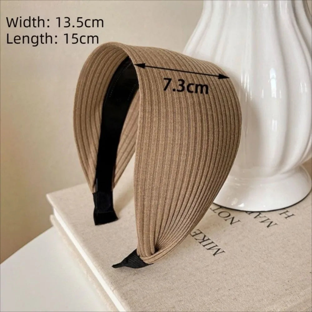 Retro Soft Wide Knitting Hairbands High-End with Teeth Turban Headband Solid Color Hair Hoop Hair Accessories Zpaxo