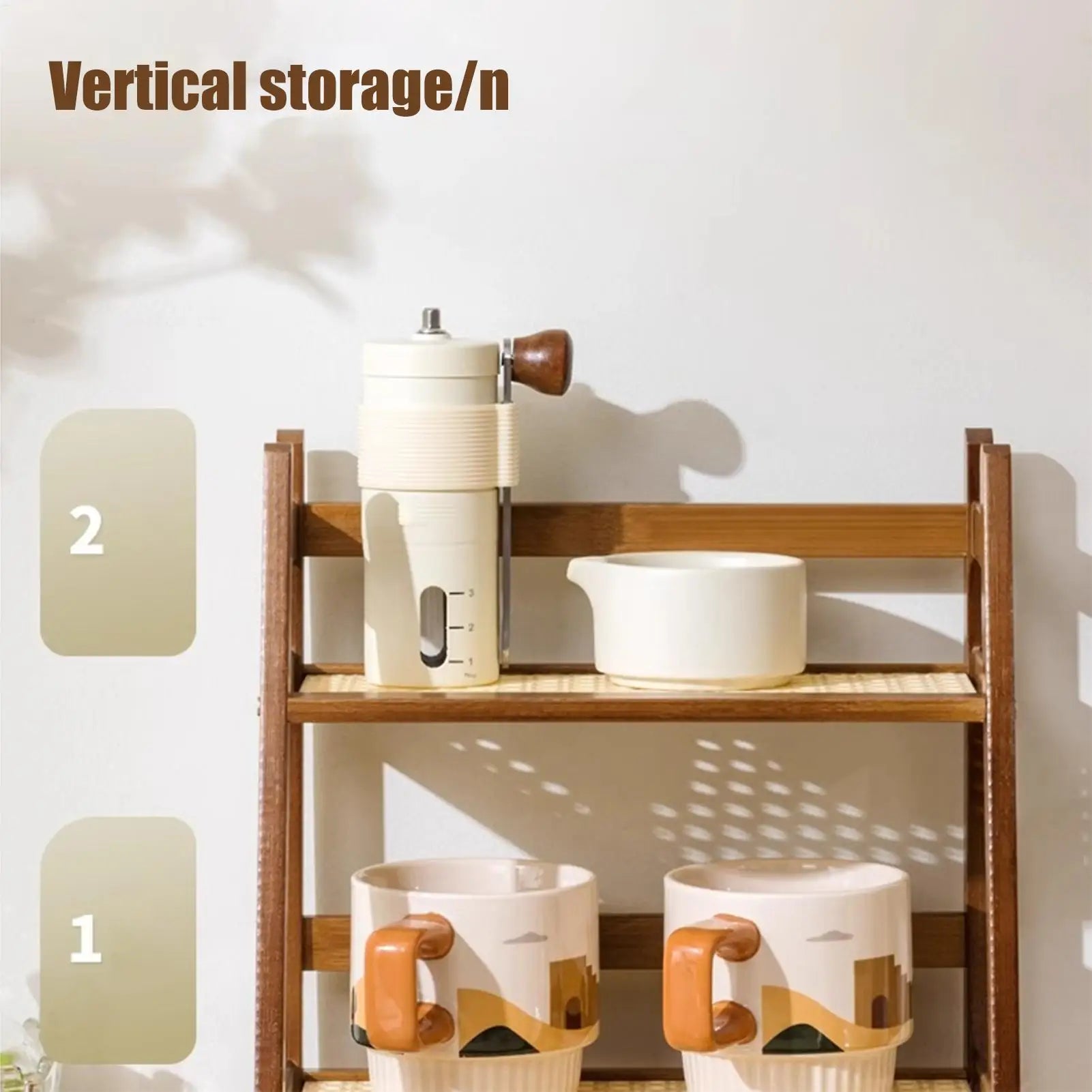 2 Layer Wooden Cup Holder Multipurpose Countertop Cabinet Organizer