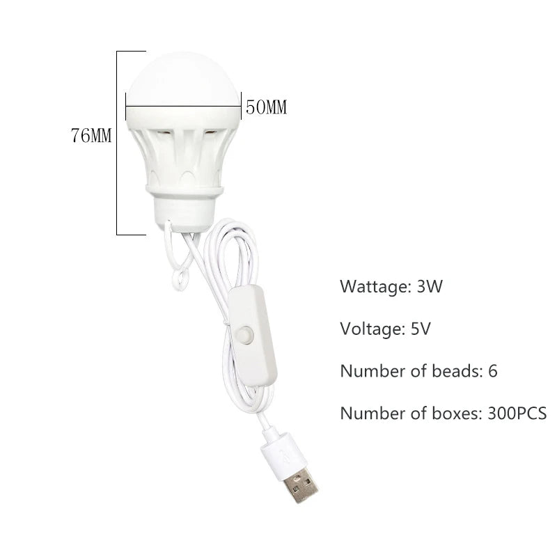 DC5V USB LED Bulb Ideal Outdoor Camping Fishing Barbecue Emergency Zpaxo