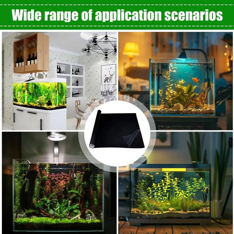 Fish Tank Background Static Cling Black Aquarium Backdrop Sticker