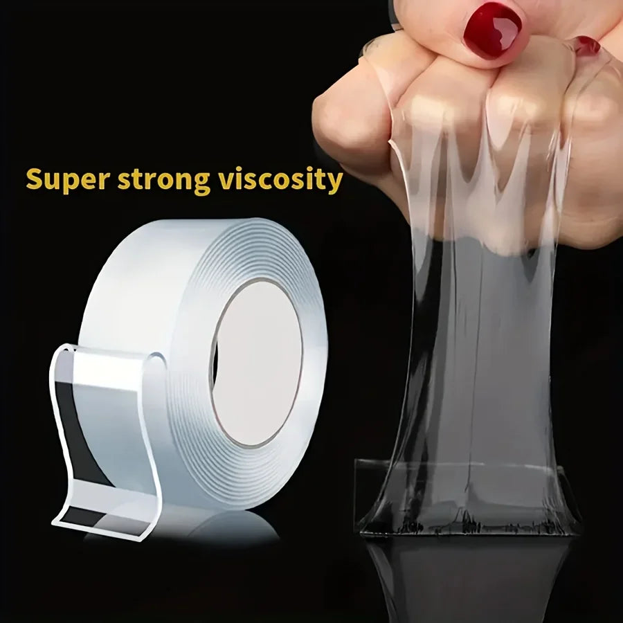 Nano Tape Super Strong Double-Sided Adhesive Tape Transparent Reusable Waterproof Tapes Heat Resistance Bathroom Home Decoration Zpaxo Translucent 2m 1mm|20mm