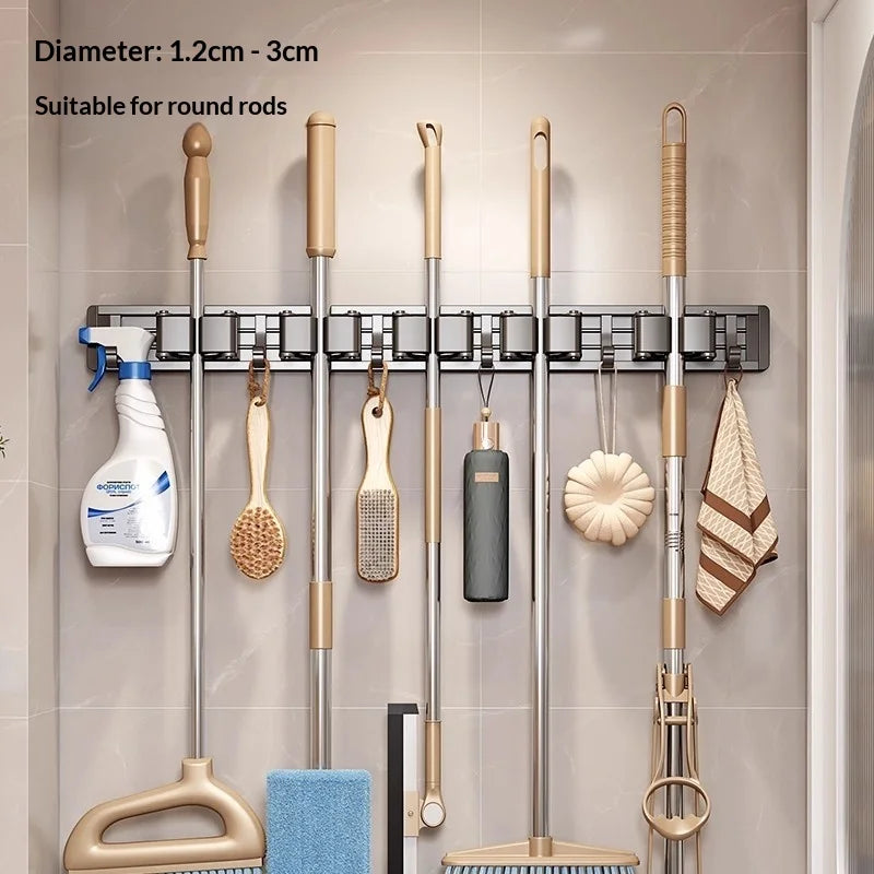 Broom Organizer Mop Gun Gray Hook, No-drill, Strong Adhesive, Wall-mounted, Bathroom Towel, Wall-mounted, Kitchen Clothes Hook Zpaxo