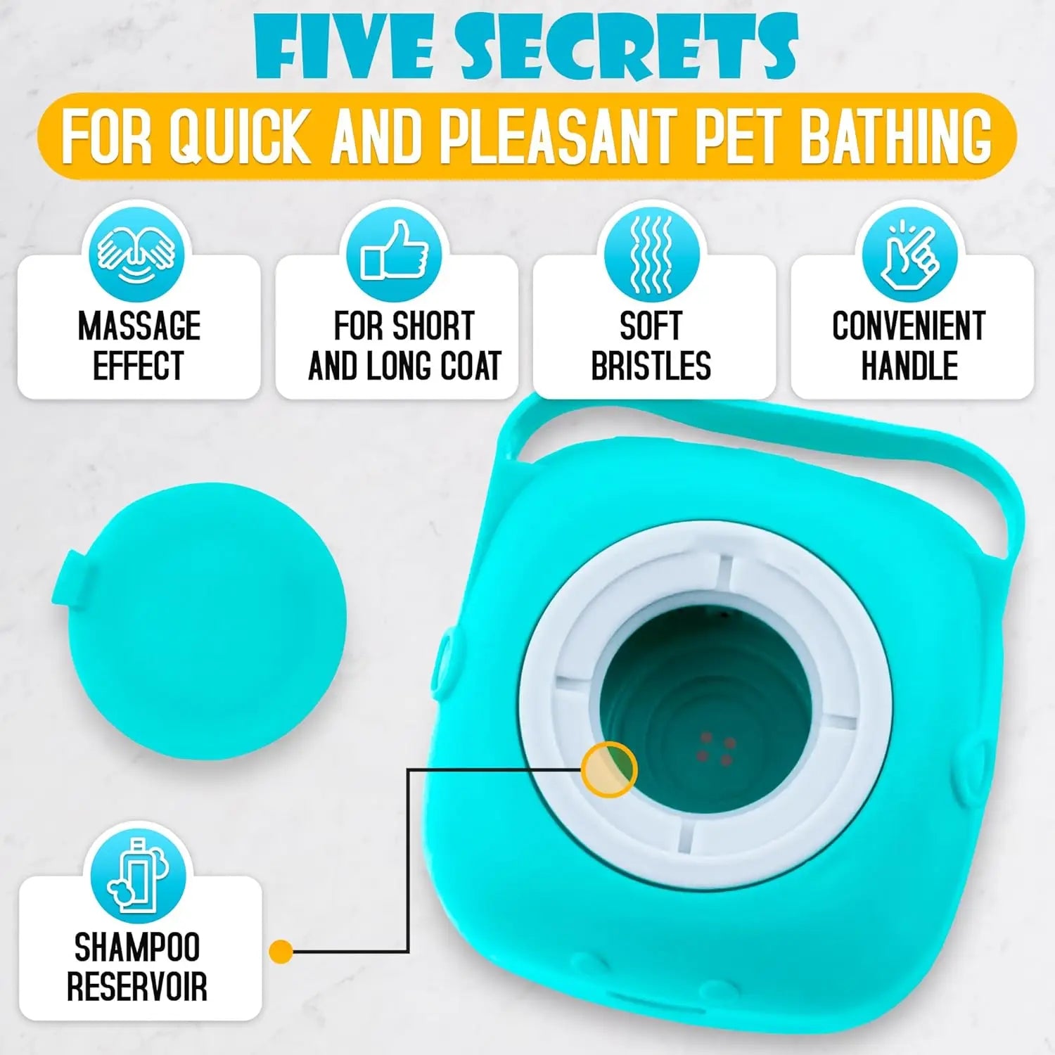 Silicone Pet Bath Brush with Soap Dispenser | Dog & Cat Grooming