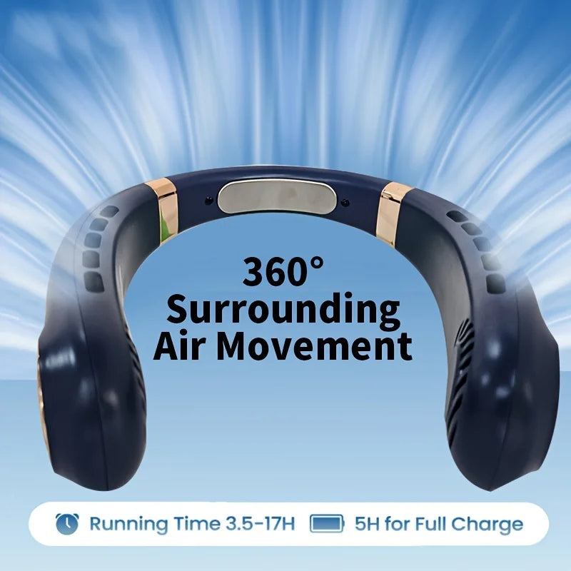 1pc Portable Wearable Neck Fan - Personal Fans for Outdoor And Indoor Use, Hands-Free, Leafless, Rechargeable, Headphone Design Zpaxo