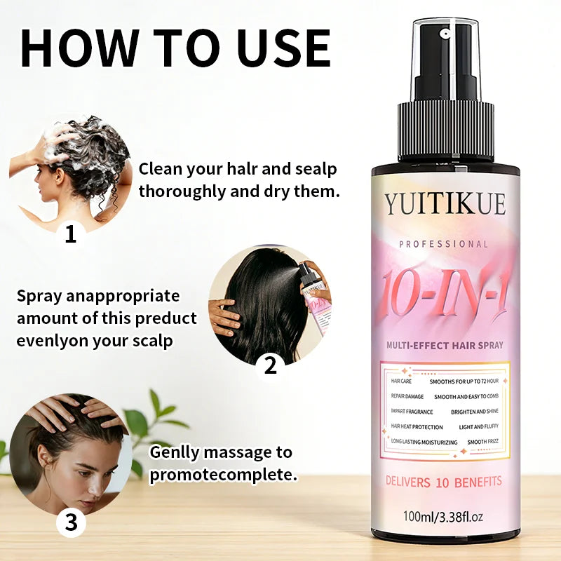 YUITIKUE 10-in-1 Hair Spray – Heat Protection & Frizz Control Hair Treatment Spray Zpaxo