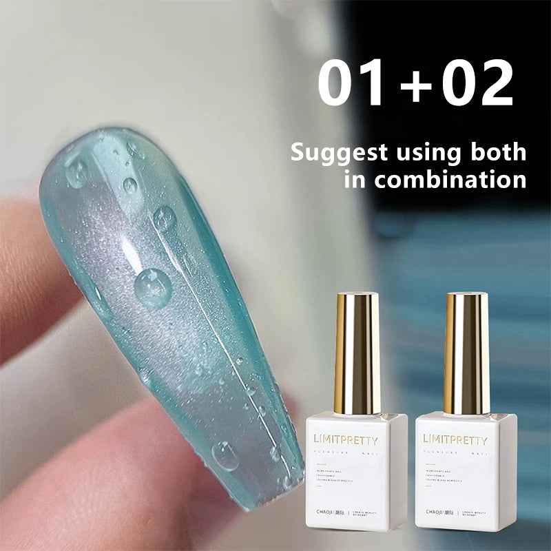 Spring & Summer New Waterdrop Top Coat Gel High Gloss Crystal Plating Sealer Clear Water Drop Design 3D No-Wipe Gel Nail Polish Zpaxo 01 and 02