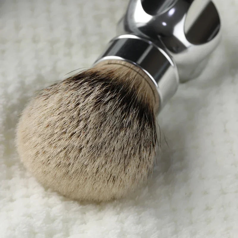 YAQI 24MM Gemini Anodized Metal Handle Silvertip Badger Hair Shaving Brush For Mens Cleaning Beard Advanced style Shaving Brush Zpaxo