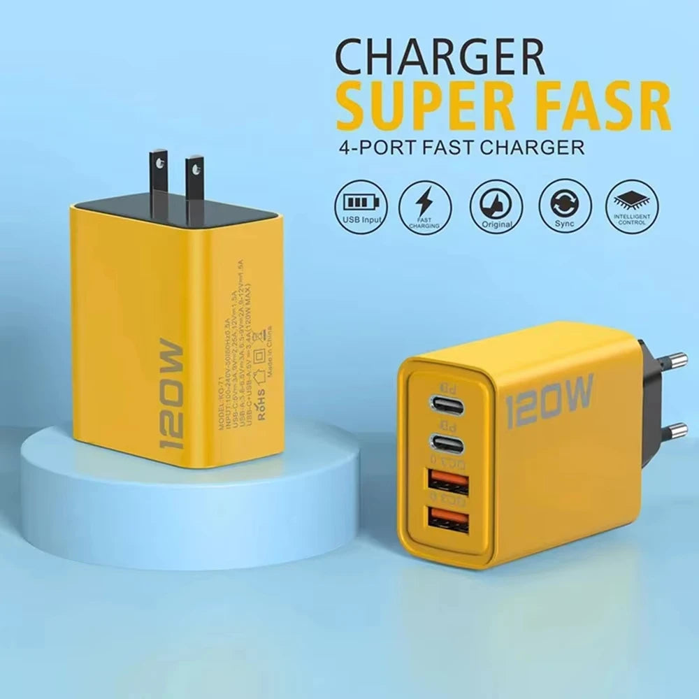 120W PD USB Charger Fast Charging Type C Mobile Phone Adapter For iPhone Samsung Quick Charge 3.0 EU/US Plug Wall Charger Zpaxo
