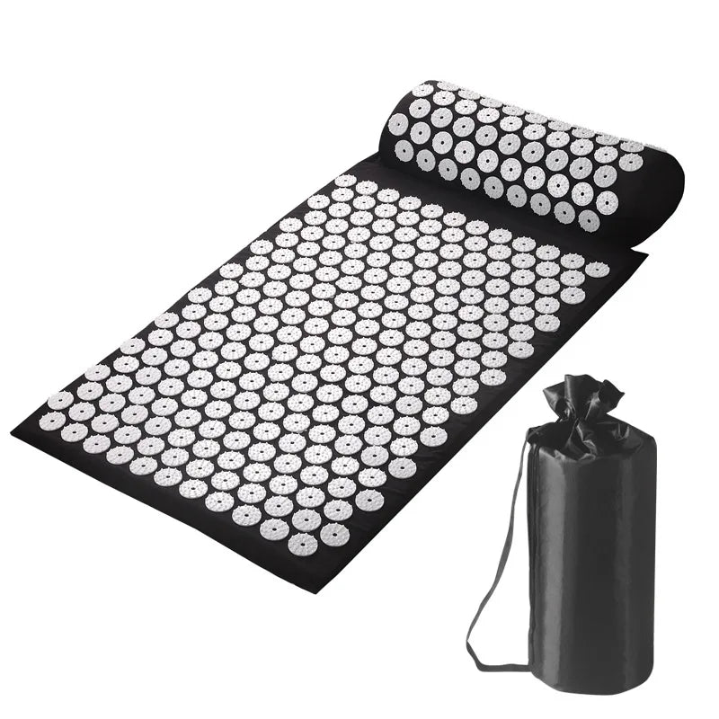 Massager Mat Shakti Mat Massage Yoga Mat Acupressure Relieve Stress Back Body Pain Spike Mat Acupuncture Massage Cushion Zpaxo bag different black