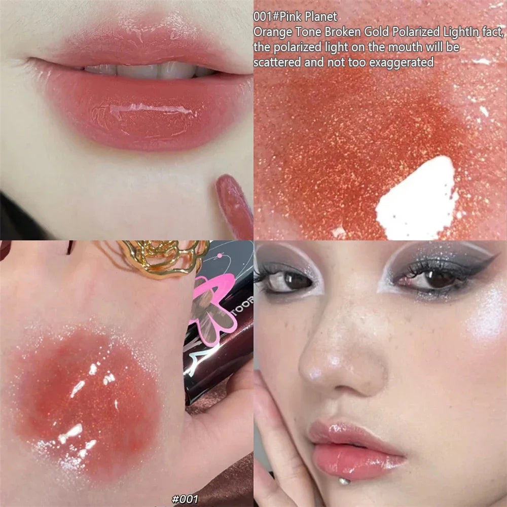 Black Tube Gloss Water-light Mirror Lip Glaze Glitter Lip Tint Lasting Cosmetics Lighten Lipss Wrinkle Moisturize Lip Oil Zpaxo