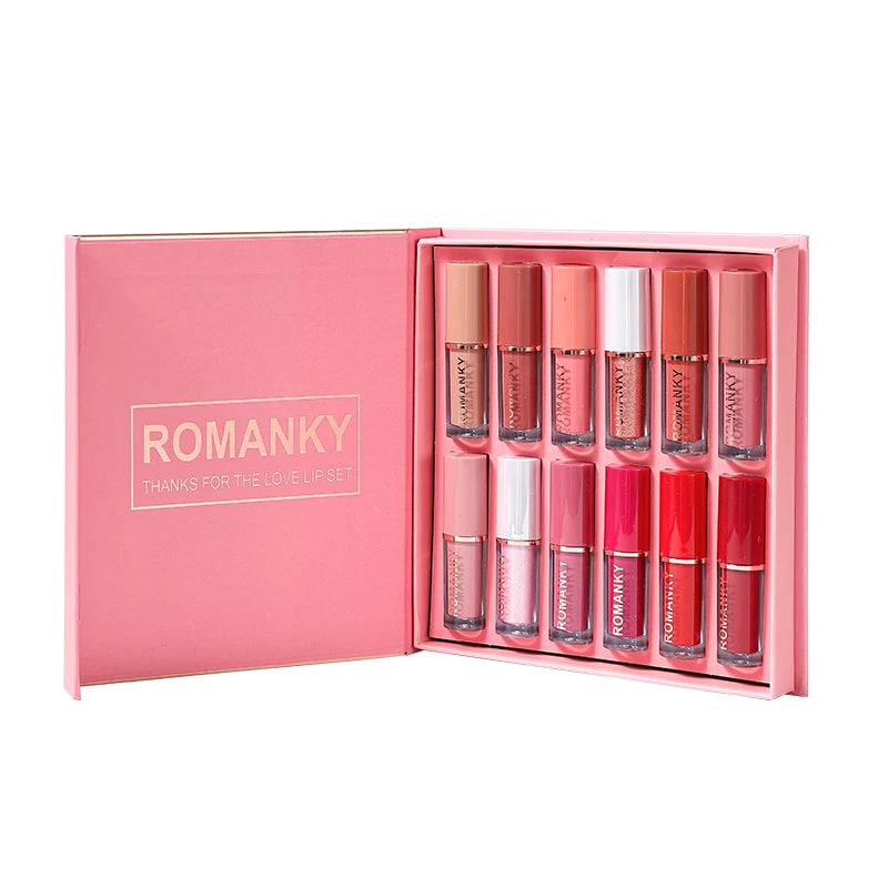 Matte Lip Gloss Smudge Proof Velvet Texture 12 Long-lasting Shades Zpaxo 12-Colors SET