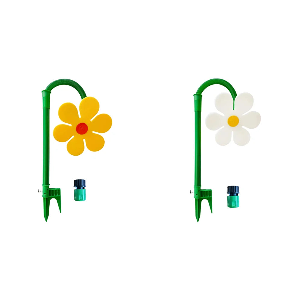 Sunflower 360° Shaking Rotating Sprinkler Garden Yard Lawn Irrigation Device Decorative Ornament Outdoor Water Toy For Children Zpaxo Yellow and White