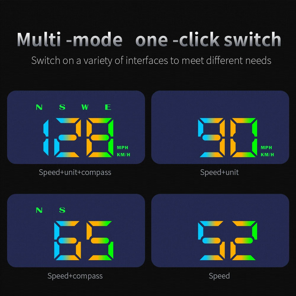 Car Head Up Display W2S HUD Digital GPS Speedometer MPH Overspeed