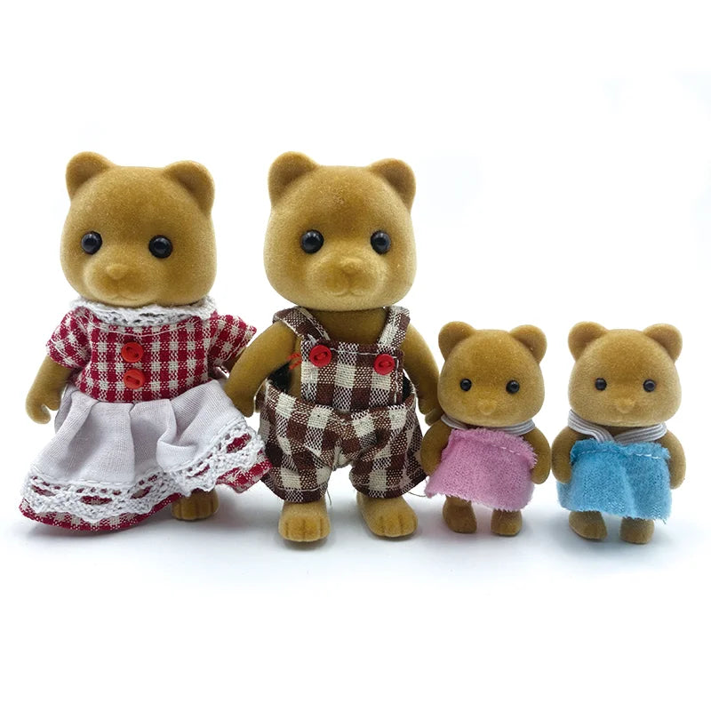 Simulation Forest Rabbit Family Doll Plush Toys Dollhouse Figures DIY Zpaxo Brown bear family