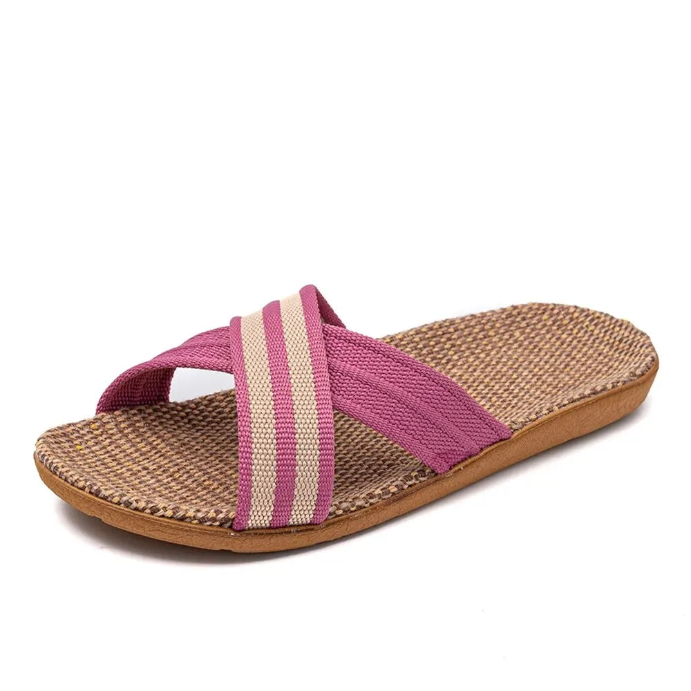 Women's Slippers Flat Sandals Linen Lightweight Casual Summer Women Zpaxo Pink 40-41