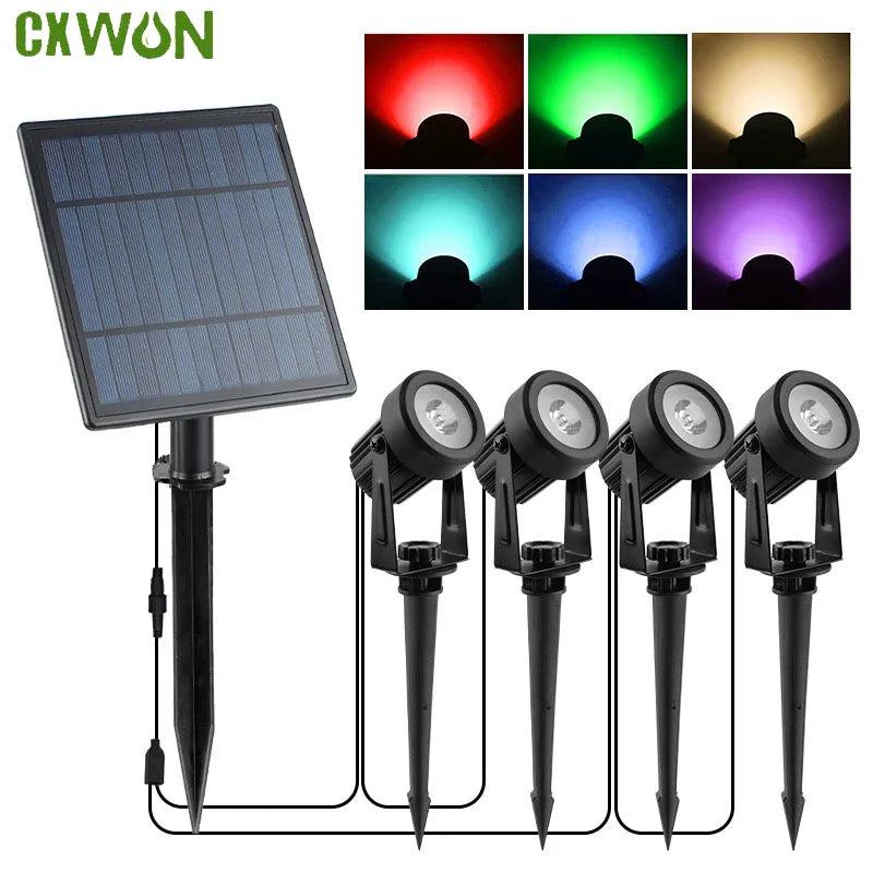 Enhanced Colorful Solar Spotlights Outdoor Garden Yard Tree Spike Zpaxo