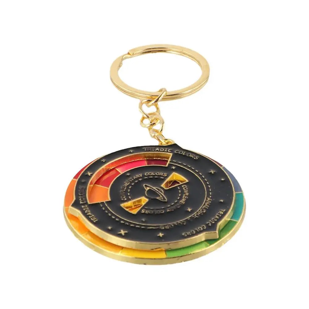 Color Wheel Color Wheel Keyring Rotatable Turntable Spinning Color Compass Keychain Metal Palette Rotable Color Palette Keychain Zpaxo
