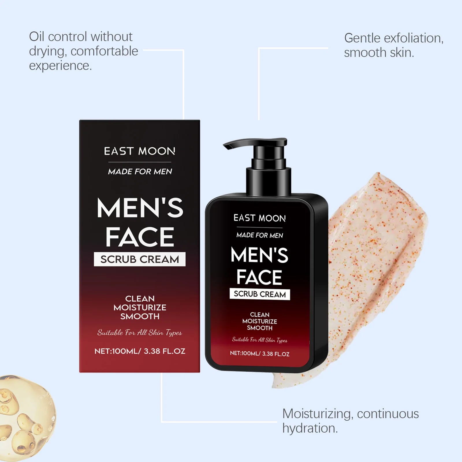 East Moon Men Face Oil Control Scrub Cream Remove Blackhead Grease Moisturize Nourish Soothing Skin Care Face Exfoliating Scrub Zpaxo