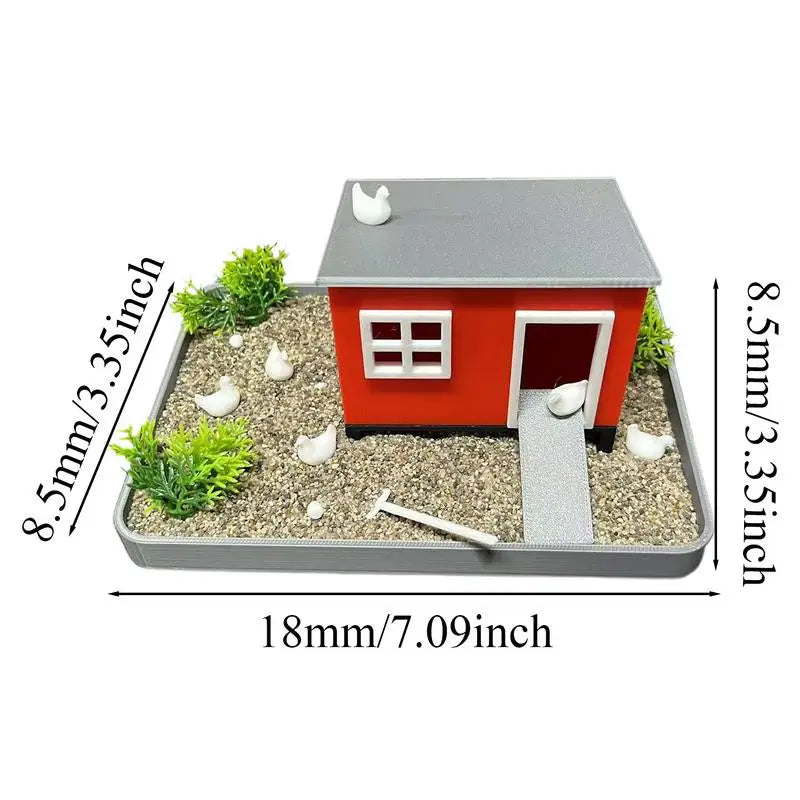 Desktop Chicken Zen Garden Sand Tray With House Desk Ornament Decorative Meditation Sand Tray Funny Sand Garden Decoration Zpaxo