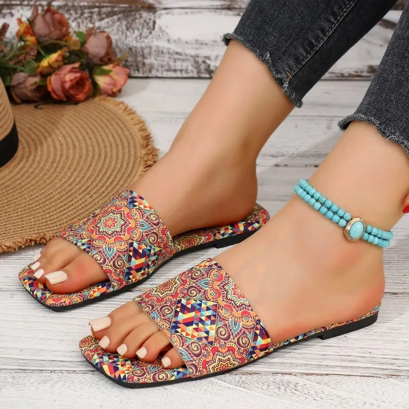 Women's Flat Slides 2026 Fashion Non-slip Outdoor Open-toe Female Zpaxo