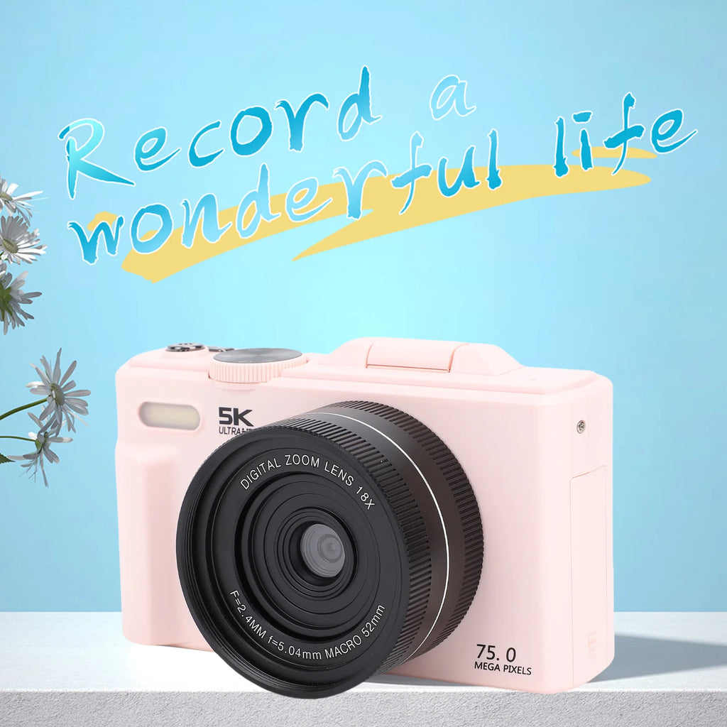 Wifi 75MP Vlog Camera Multifunctional Lightweight 18X Digital Zoom
