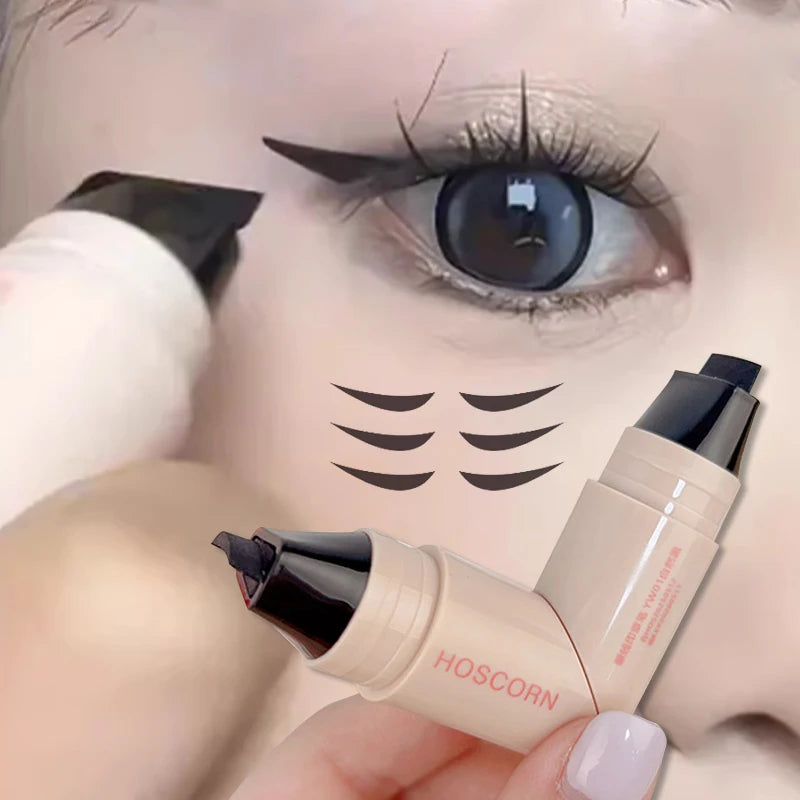 Dual-Head Eyeliner Stamp Pen Waterproof Fast Drying Durable Smooth and Easy To Color Eye Liner Pen Creating Natural Eye Makeup Zpaxo