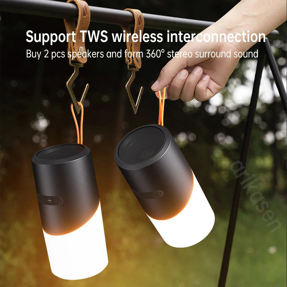 Wireless Bluetooth Outdoor Speaker Camping 7 LED Lights TF Card Slot