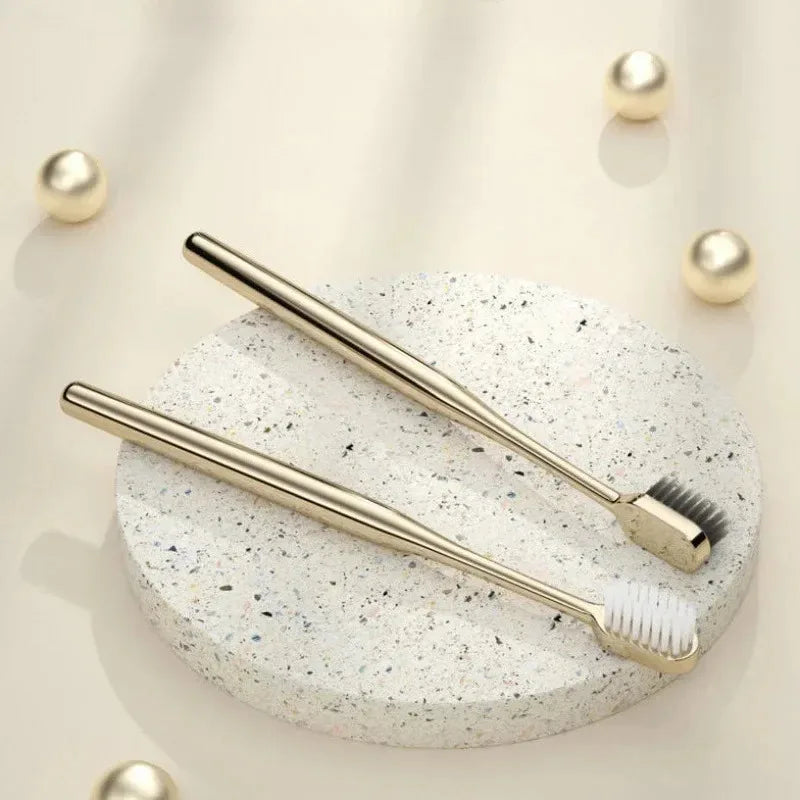 Luxury Soft Bristle Toothbrush Gold & Silver – 1/2/4 Pack