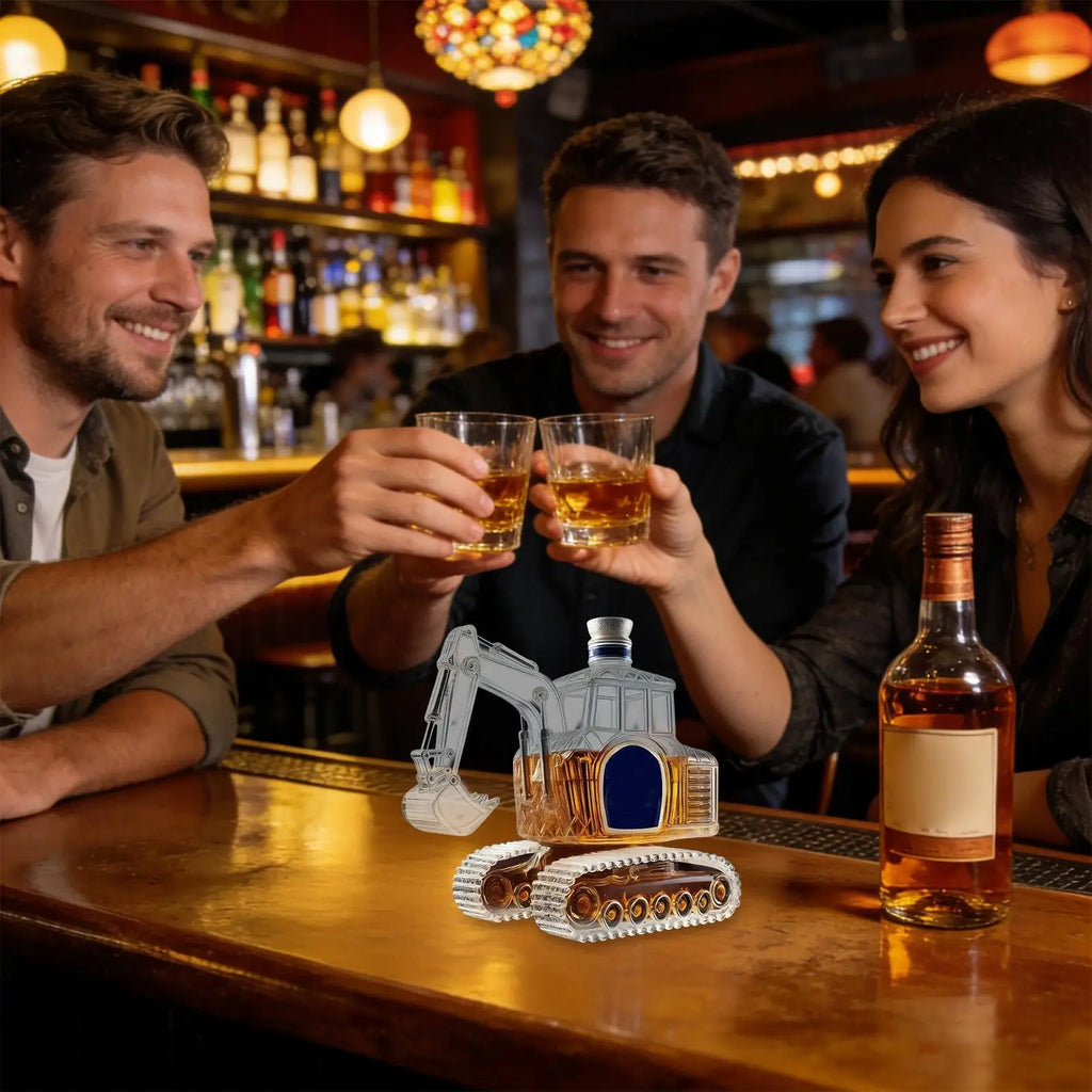 Whiskey Bottle Excavator Shaped Pourer Dispenser Glass Liquor