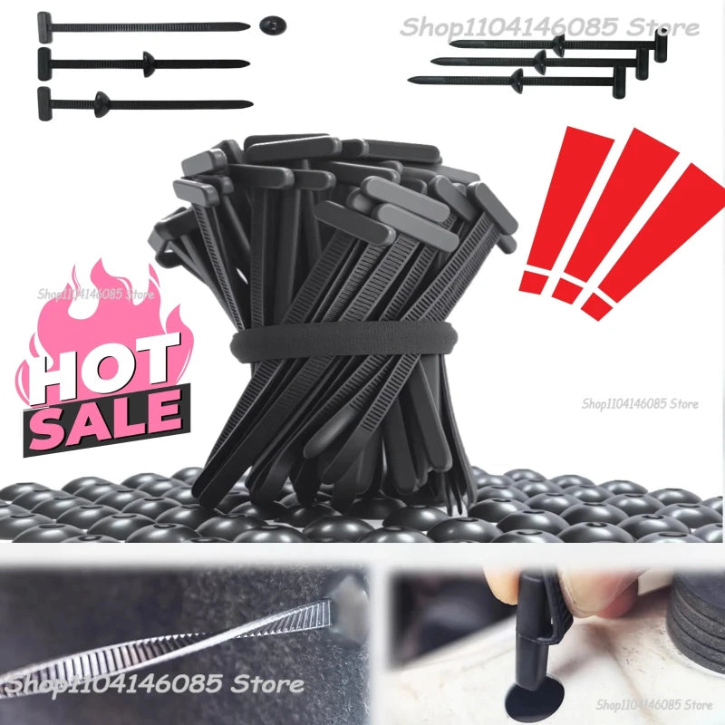 100-20PCS Self-locking Plastic Cable Ties Buckle Heavy Duty Zip Ties with Pin & Button Car Daily Repair Fastening Strap Zpaxo