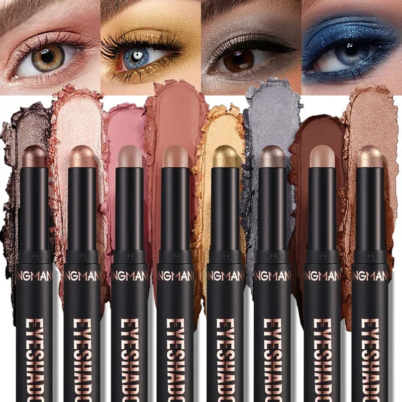 16 Color Gold Blue Eyeshadow Pencil Pearlescent Matte Eyeshadow Stick Waterproof Long Lasting Color Glitter Face Highlight Zpaxo