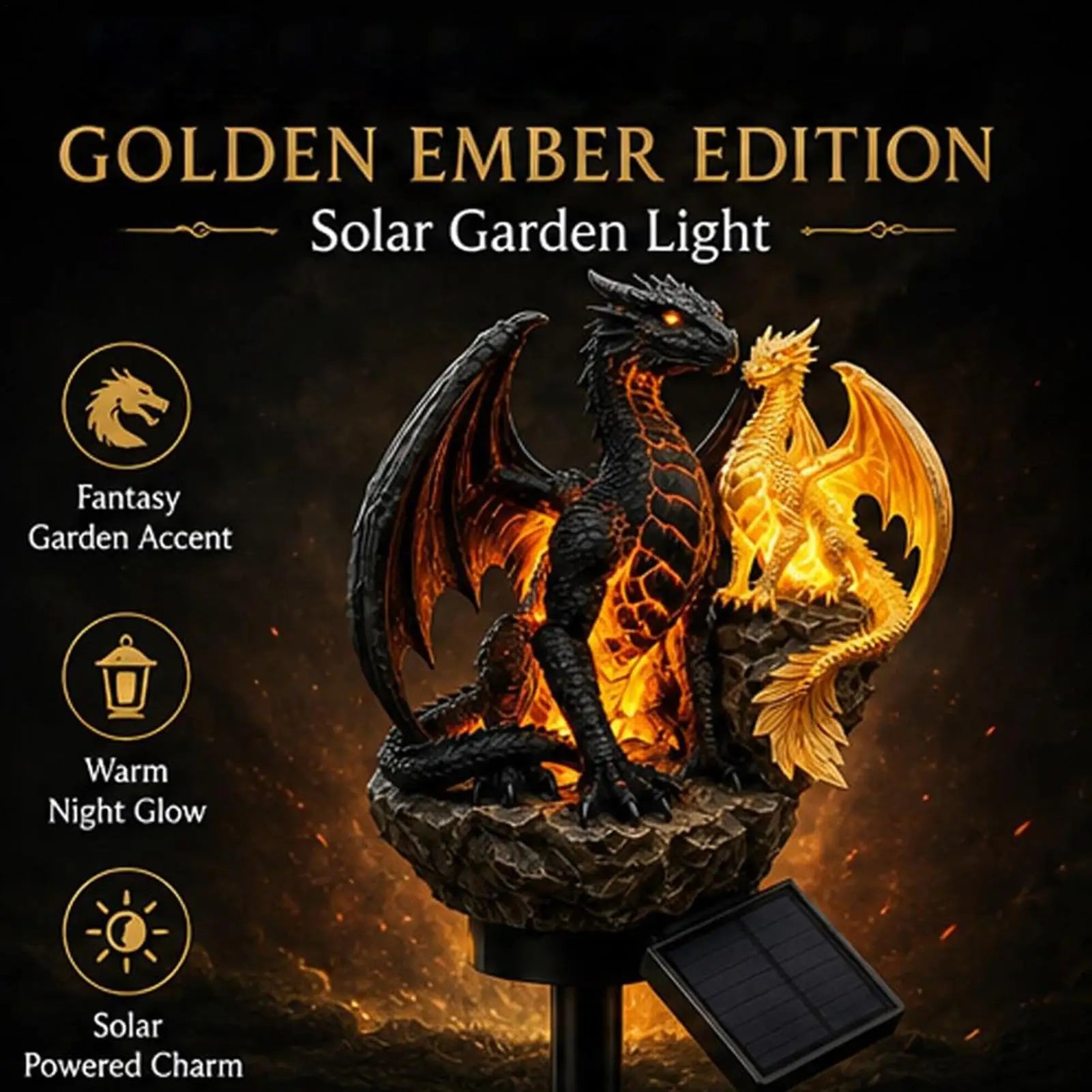 Dragon Solar Lights Outdoor Garden Decor Sculpture Lighting Sidewalk