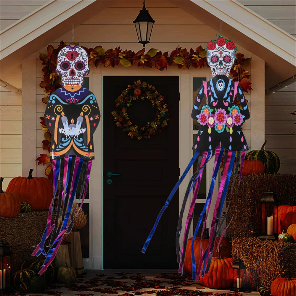 Day of the Dead Skeleton Couple Porch Flag – Halloween Decor