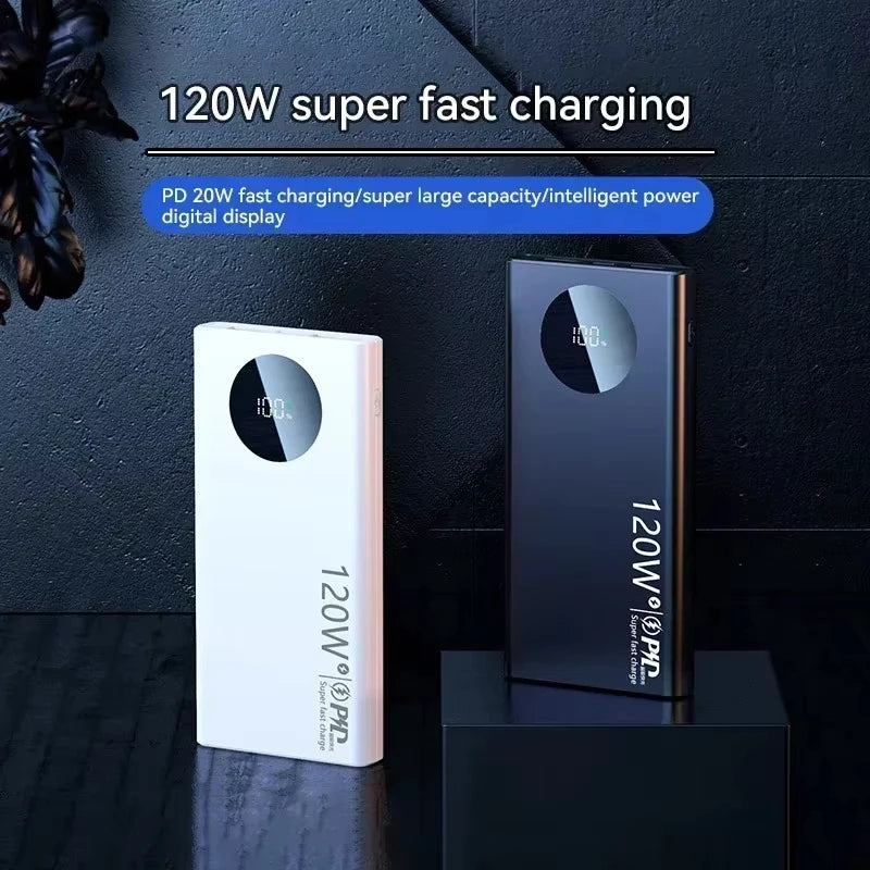 500000mAh Power Bank 120W Super Fast Charging PD20W Dual Way Digital Display Airplane Safe CCC For iPhone Samsung Xiaomi Zpaxo