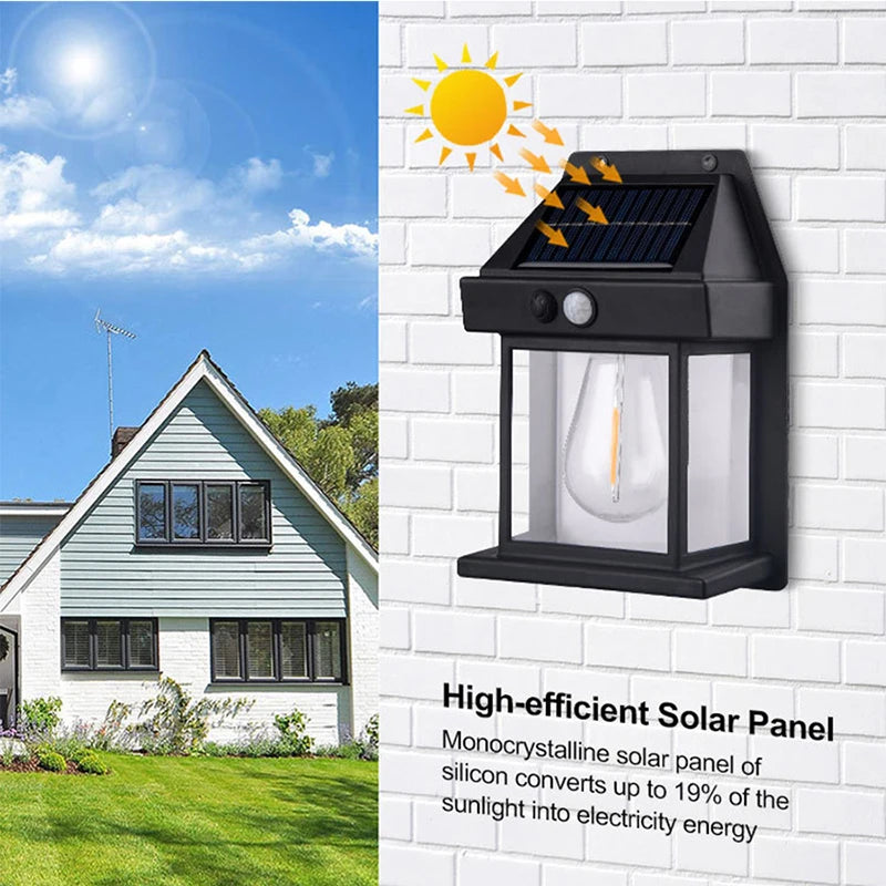Solar LED Wall Lamp – 3-Mode PIR Sensor Outdoor Garden Light