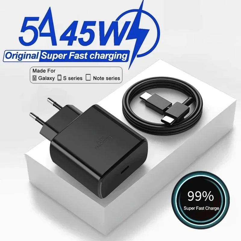 5A 45W PD USB-C Fast Charger Samsung S22 S23 S24 Note 20 A14 A15 A25